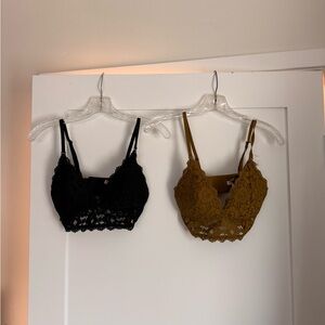 Lace Bralette Set - Black and Gold